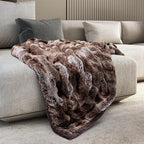 Mon Chateau Premium Reversible Luxury Faux Fur Throw for Couch, Sofa, or Bed - Plush Cozy Soft Blanket for Sleeping or Home Décor, 60" x 70" (Ruched Dark Brown)