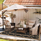 GENIMO Outdoor Rug 8' x 10' Patio Waterproof, Foldable Reversible Plastic Straw Area Rugs Mat for Camper Decor, Outside Carpet for Rv, Deck, Porch, Picnic, Beach, Balcony, Black & Brown