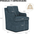 VKNOW Upholstered Dining Chairs Set of 4, Modern Kitchen Chairs Dinner Chairs with 4 Casters, Linen Armchair for Bedroom Reading Room Living Room, Navy