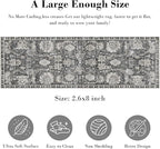 RUGSURE Washable Area Rugs - Perfect for Living Room, Bedroom, Kids Room, Nursery - Stain & Water Resistant Non-Slip, Pet & Child Friendly, Vintage Tribal Area Rugs (Grey, 2'6'' x 8')