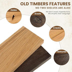 Floating Shelves, 8" Deep Rustic Solid Elm Wood Wall Mounted Floating Shelves, Wall Shelves with Invisible Bracket for Living Room Bathroom Bedroom Kitchen, 24 Inch Set of 2, Walnut