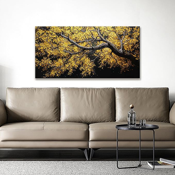 Canvas Wall Art Decor Painting Gold Tree Plants Abstract Wall Decor Botanical Modern Wall Art Print Paintings Decorations Artwork Pictures For Bedroom Living Room Home Office Artwork 20"×40"