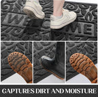 Yimobra Door Mat Indoor Outdoor Entrance, Non Slip Welcome Front Doormats, Heavy Duty Rubber Backing, Stain and Fade Resistant, Low Profile, Easy Clean Patio Garage Floor Mats, 47 x 32, Grey