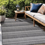 Stripe Outdoor Rug 6x9 Washable Outside Carpet for Indoor Patio Porch Waterproof Easy Cleaning Non Shedding Area Rugs Dark Gray 6 x 9