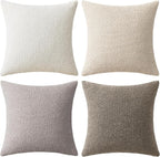 MIULEE Pack of 4 Decorative Textured Boucle Throw Pillow Covers 18x18 Inch Neutral Accent Solid Pillow Cases Soft Couch Cushion Covers for Modern Farmhouse Boho Chair Sofa Bed Livingroom Home Decor