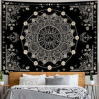 Lunerfex Sun and Moon Mandala Tapestry Boho Tapestry for Bedroom Black and White Tapestries Wall Hanging Living Room Wall Art and Home Decor 60x80