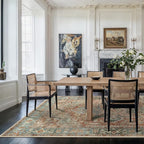 GENIMO Machine Washable 10x14 Area Rugs for Living Room, Non Slip Vintage Rugs, Low Pile Lightweight Chenille Print Rug for Bedroom, Dining Room, Home Office, Red Multi