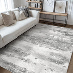 Area Rugs 8x10 for Living Room Bedroom Machine Washable Large Gray Area Rug Abstract Soft Throw Rug, Indoor Floor Cover, Lightweight Non Slip Backing Thin Rug