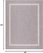 Bordered Outdoor Rug 8x10 Washable Outside Carpet for Indoor Patio Porch Waterproof Easy Cleaning Non Shedding Area Rugs Gray 8 x 10