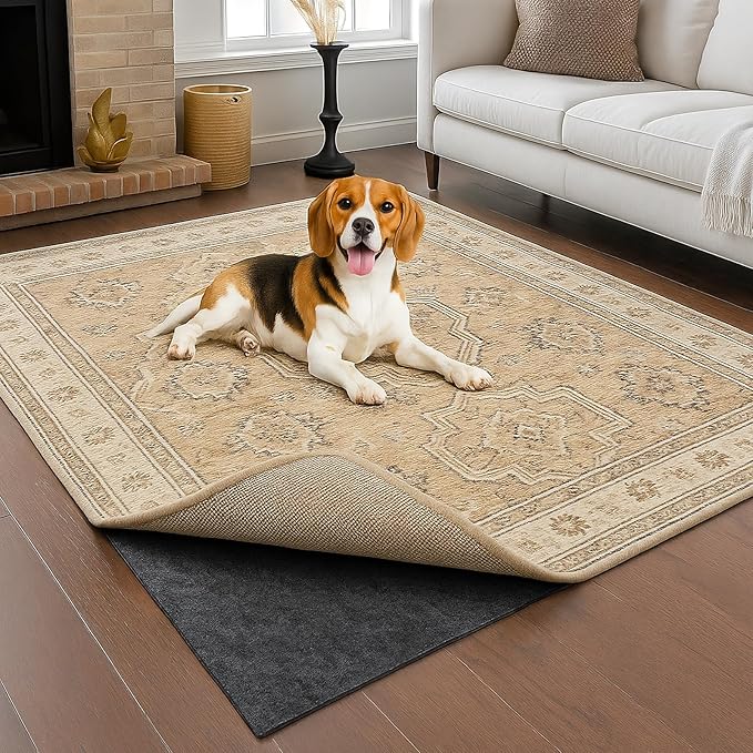 Deep Dream Dual Surface 2'x12' Rug Pad, Waterproof 1/4" Thick Felt + Natural Rubber Backing, Non Slip Carpet Gripper for Area Rugs, Protective Cushioned Pads for All Floors