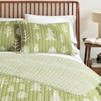 Great Bay Home King Reversible Rustic Lodge Sage and Red Bedspread Quilt with Shams - All Season Cabin Forest Coverlet Bedding Set (Includes 1 Quilt, 2 Pillow Shams)