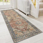 GENIMO Runner Rug 2x5 Non Slip Machine Washable Vintage Hallway Runner Rug, Low Pile Lightweight Rugs for Entryway, Hallway, Kitchen and Corridor, Antique Red