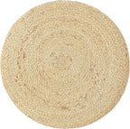 REDEARTH · Cylindrical Pouf Foot Stool Ottoman - Jute Braided Pouffe Poof Accent Sitting Footrest for Living Room, Bedroom, Nursery, Patio, Lounge & Other Rooms (Natural Ivory, 18"x18"x14")