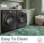 Area Rugs 10x14 for Living Room Bedroom, Modern Abstract Machine Washable Rug, Large Soft Low Pile Floor Carpet with Non Slip Backing for Dining Room, Turquoise