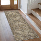 GENIMO 3x7 Runner Rugs for Hallway, Machine Washable Non Slip Vintage Rugs, Low Pile Lightweight Soft Print Rug for enrtyway, Corridor, Home Office, Kitchen, Rustic Brown