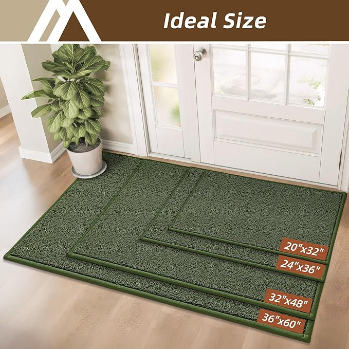 COSY HOMEER-Door-Mat 32"x48" Non Slip Absorbent Entryway Rugs Dirt Trapper Doormats Washable Entrance Mats Low Pile Welcome Floor Mat for Front Back Door and Entry Mats,Green