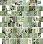 Y2K BOO Sage Green Aesthetic Wall Collage Kit – 100 Soft & Serene Photos, 4"x6" Semi-Gloss Prints for Teen Girls Dorm Room Decor, Calm Sage Green Moments, Ideal Gift for Birthday & Graduation