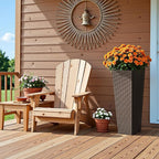 Devoko Resin Tall Planters for Outdoor Plants Set of 2, Large Taper Outdoor Planter Pots with 4 Drainage Holes, Flower Pots Modern Decor for Porch, Patio, Backyard, Home Garden (Brown, 32")