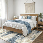 Area Rugs 9x12 for Living Room Bedroom, Modern Abstract Machine Washable Rug, Large Soft Low Pile Floor Cover with Non Slip Backing for Dining Room, Blue Beige