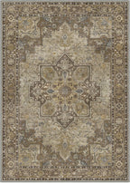 GENIMO 8x10 Area Rugs for Living Room, Machine Washable Non Slip Vintage Rugs, Low Pile Lightweight Chenille Print Rug for Bedroom, Dining Room, Home Office, Rustic Brown