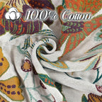 MSGKV Boho Throw Blanket for Bed Couch,100% Cotton Blankets 80''x 90'', Reversible Versatile Muslin Blanket, Super Soft Warm Boho Bedding Blankets