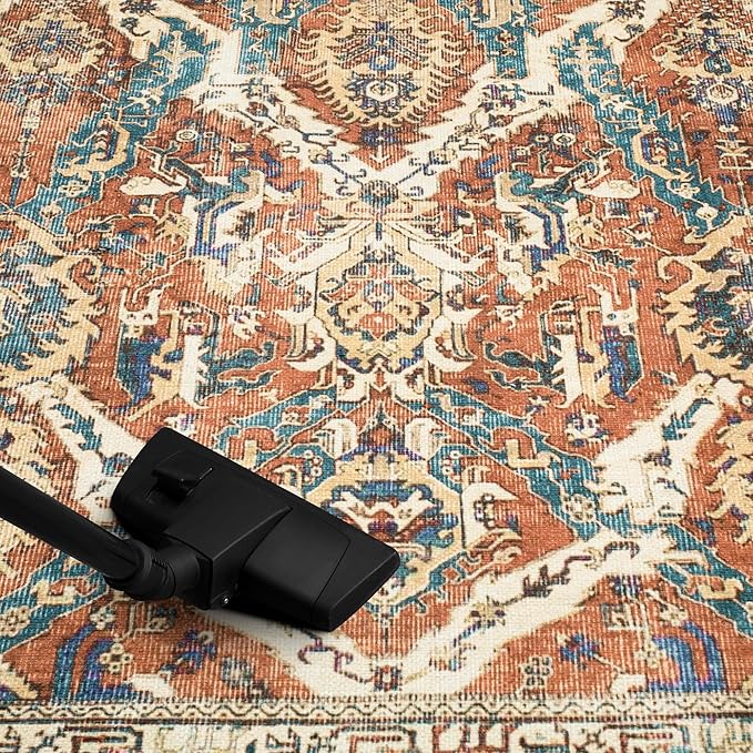 Keen Home Design 6x9 Rug - Machine Washable Area Rug with Non-Slip Backing, Ideal for Living Room, Dining Room, Bedroom - Vintage, Easy Clean, Durable, Low Pile Rug - (6' x 9')