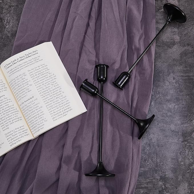 Candlestick Holders, Taper Candle Holders Set of 6, Black Candle Sticks Holder Decor Candelabra for Table Centerpiece, Fireplace Mantel & Housewarming Décor with Gift Box