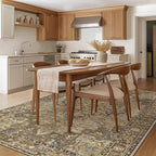 GENIMO 10x14 Area Rugs for Living Room, Machine Washable Non Slip Vintage Rugs, Low Pile Lightweight Chenille Print Rug for Bedroom, Dining Room, Home Office, Rustic Brown