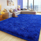 Large 8x10 Area Rugs for Living Room, Bright Blue Soft Shag Rug for Bedroom, Non-Slip Ultra Fluffy Rug, Modern Plush Carpet for Girls Boys Kids Room Dorm, Fuzzy Rug for Home Decor Aesthetic