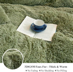 XeGe Luxury Faux Fur Blanket, Sage Green Soft Big Fluffy Throw, Shaggy Plush Decorative Couch Throw, Cute Furry Fuzzy Blanket for Bed Bedroom Living Room Sage Green, 60x90