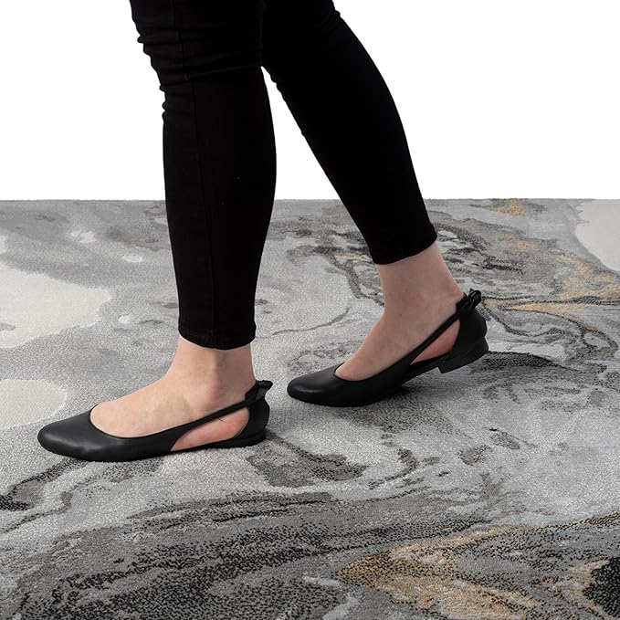 Abani Regal Collection Area Rug - Abstract Dark Grey Cracked Stone Design - 4' x 6' - Washable - for Living Room, Bedroom & Office