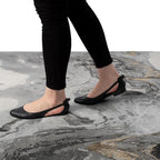 Abani Regal Collection Area Rug - Abstract Dark Grey Cracked Stone Design - 8' x 10' - Washable - for Living Room, Bedroom & Office