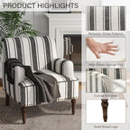 UIXE Stripe Accent Chairs Set of 2, Living Room Arm Chair Modern Nailhead Trim Club Armchair, Comfy Upholstered Sofa Lounge Seat Reading Seat Bedroom Side Seating for Home Office, Black
