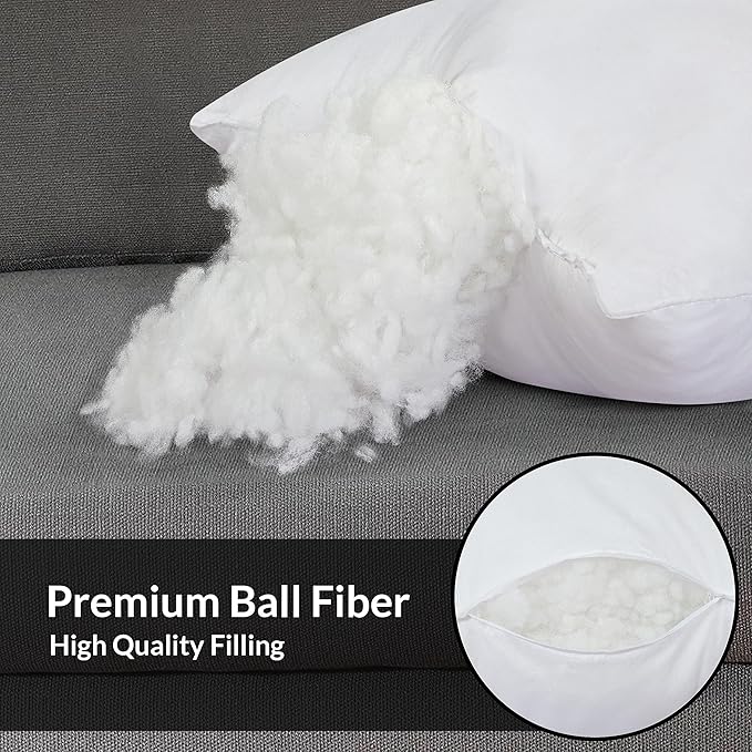 ROYALE LINENS 16 x 16 Pillow Insert - Down Alternative Throw Pillows Insert - Square Pillow Pack of 4 White - Bed & Couch Pillows - Inner Cushion for Bed, Cushion for Living Room - Shams Stuffer