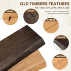 Floating Shelves, 8" Deep Rustic Solid Wood Wall Mounted Floating Shelves, Wall Shelves with Invisible Bracket for Living Room Bathroom Bedroom Kitchen, 32 Inch Set of 2, Natural