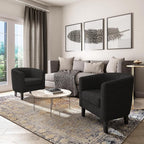 BELLEZE Living Room Chair, Teddy Polyester Accent Barrel Chair, Club Tub Sofa Chair for Bedroom, Corner Chair with Flared Legs and Cozy Soft Padding - Highland (Teddy Black)