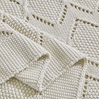 Longhui bedding Chunky Cotton Knit Throw Blanket for Couch, Sofa, Bed, or Chair, Decorative Breathable Fall Cable Knit Blanket 51 x 63 Inches, Beige