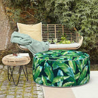 LVTXIII Inflatable Stool Ottoman Footrest with Handle, All Weather Footrest Seat, Indoor or Outdoor Pouf for Home Patio Garden and Camping Use, D31 xH14, Large Round, Hanalei Lagoon