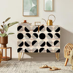 SIGNWIN Sideboard Buffet Cabinet, Kitchen Storage Cabinet with 2 Doors, Geometric Circle Duotone Patterns, Cupboard Console Table for Dining Room - 35" L x 18" W x 29" H