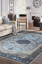 Keen Home Design 4x6 Rug - Machine Washable Area Rug with Non-Slip Backing, Ideal for Living Room, Dining Room, Bedroom - Vintage, Easy Clean, Durable, Low Pile Rug - (4' x 6')