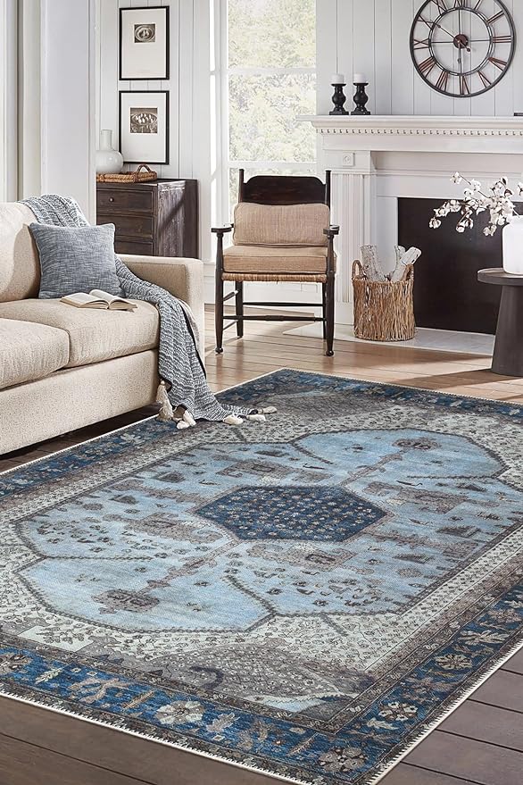 Keen Home Design 3x5 Rug - Machine Washable Entry Rug with Non-Slip Backing, Ideal for Enteryway, Kitchen, Bathroom, Laundry Room - Vintage, Easy Clean, Durable, Low Pile Rug - (3' x 5')