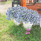 Uieke 72 Bundles Artificial Flowers for Outdoors UV Resistant Fake Flowers No Fade Faux Greenery Plastic Plants for Garden Porch Window Box Home Party Wedding Spring Summer Decor (Blue)