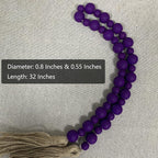 Handcrafted Farmhouse Wooden Decorative Beads Garland, Table Tray Boho Wood Beads with Tassel, Small Rustic Antique Decor for Home and Events (Royal Purple)