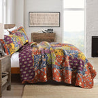 Secgo King Size Comforter Set- 100% Cotton Quilt King Size Set, Green, Sage bedspreads (96 * 108 Inch) with 2 Pillow Shams, Patchwork Reversible Lightweight Bedding