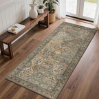GENIMO 3x7 Runner Rugs for Hallway, Machine Washable Non Slip Vintage Rugs, Low Pile Lightweight Soft Print Rug for enrtyway, Corridor, Home Office, Kitchen, Warm Taupe