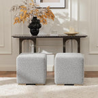 KINWELL 18.5" Wide Modern Square Boucle Upholstered Ottoman with Solid Wood Legs Set of 2, Cube Ottoman Multi-Functional Sofa Footrest for Living Room, Bedroom, Fully Assembled (Black and White)