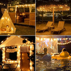 Outdoor Lights with Remote Dimmer, 50 + 3 Spare G40 LED Bulbs Plug in Connectable Patio Light, Waterproof Hanging Lights for Backyard Indoor Camping Balcony Yard Deck Decor (100 FT)