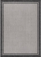 CAMILSON Indoor Outdoor Rug, 5x7 Bordered Gray Modern Area Rugs for Indoor and Outdoor Patios, Kitchen and Hallway Mats, Washable Porch Deck Outside Carpet (Bordered Grey, 5 x 7)