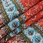 Cozyholy Boho Quilt Twin Size 100% Cotton Quilted Blanket Colorful Bohemian Striped Bedspread Coverlet Reversible Lightweight Stitch Vintage Bed Cover Throw Blanket for Couch Sofa Orange