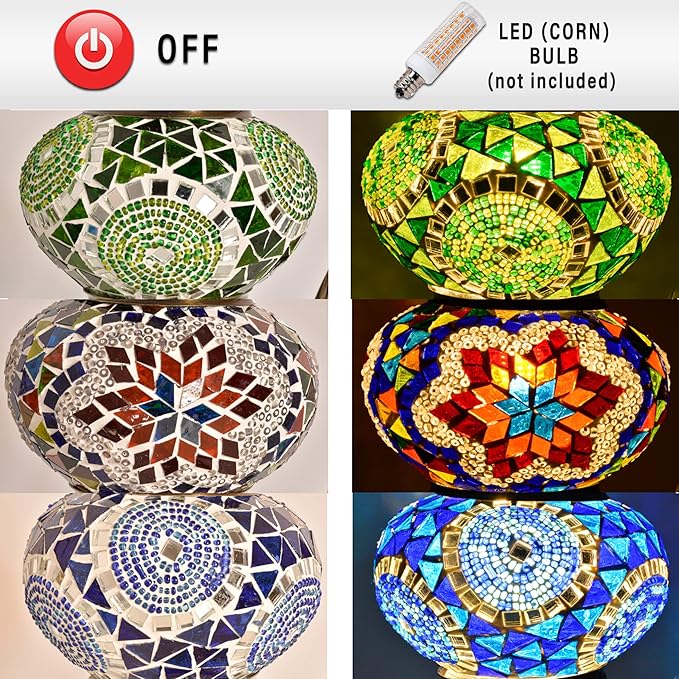 Mozaist Turkish Mosaic Lamp with Bulb – Anatolian Star 3 Globe Table Light